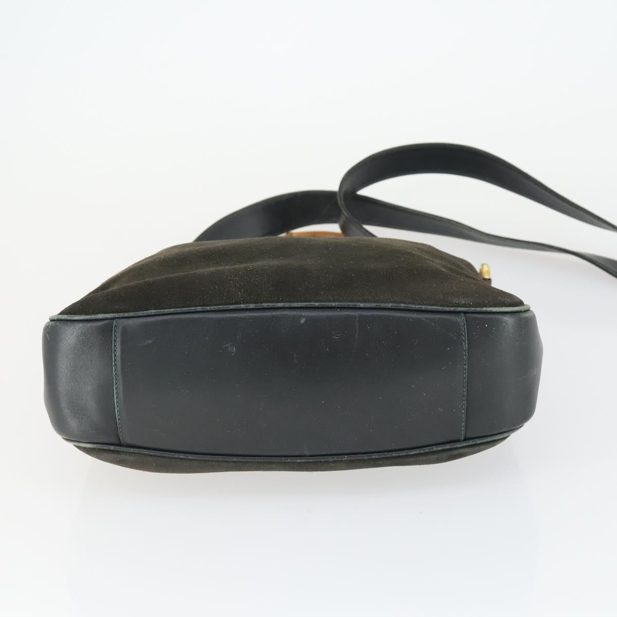 GUCCI Bamboo Hand Bag Suede 2way Brown Gold 001 3444 1638 Auth 168351