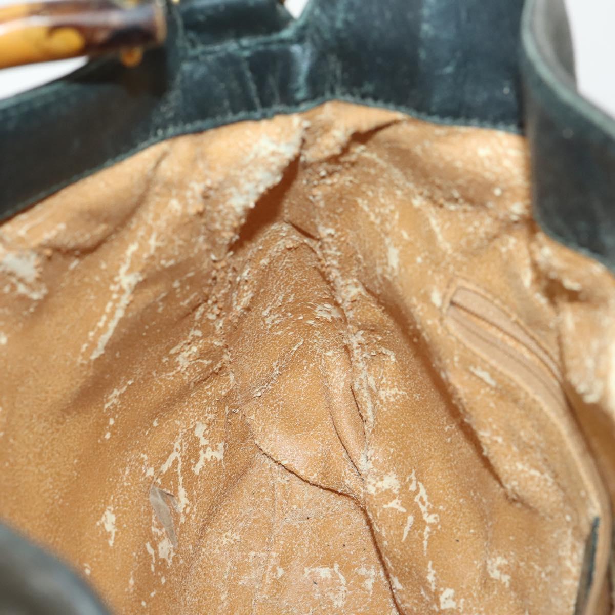 GUCCI Bamboo Hand Bag Suede 2way Brown Gold 001 3444 1638 Auth 168351