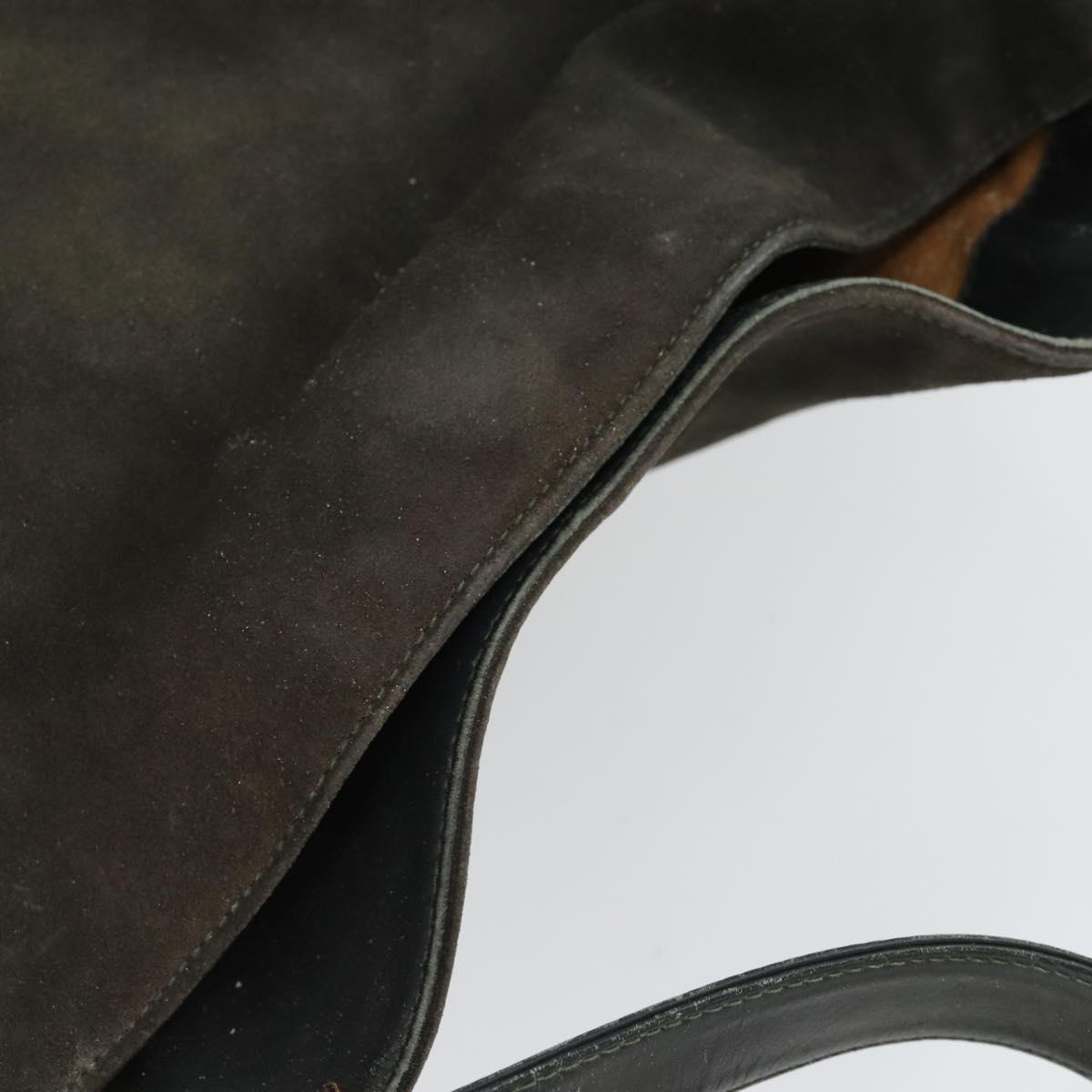 GUCCI Bamboo Hand Bag Suede 2way Brown Gold 001 3444 1638 Auth 168351