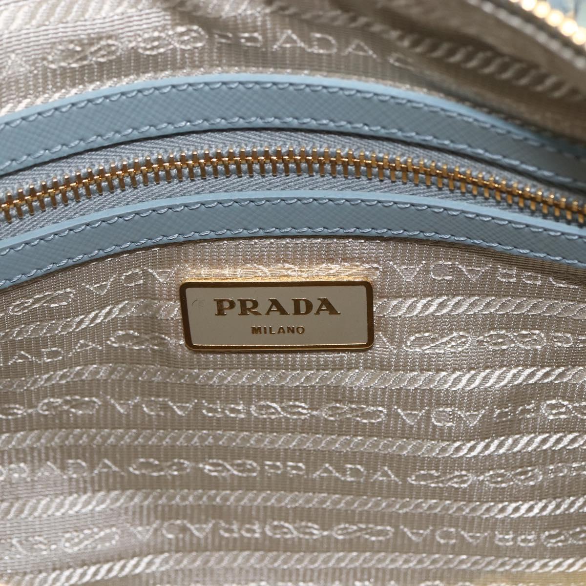 PRADA Boston Bag Safiano leather 2way Green Gold Auth 168352
