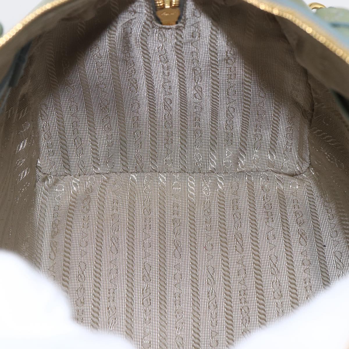 PRADA Boston Bag Safiano leather 2way Green Gold Auth 168352