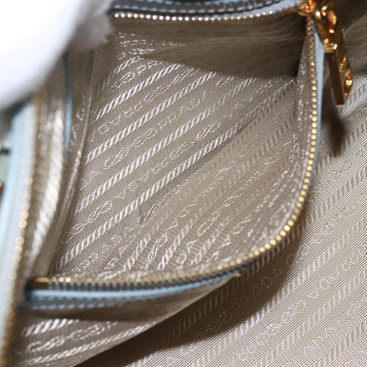 PRADA Boston Bag Safiano leather 2way Green Gold Auth 168352