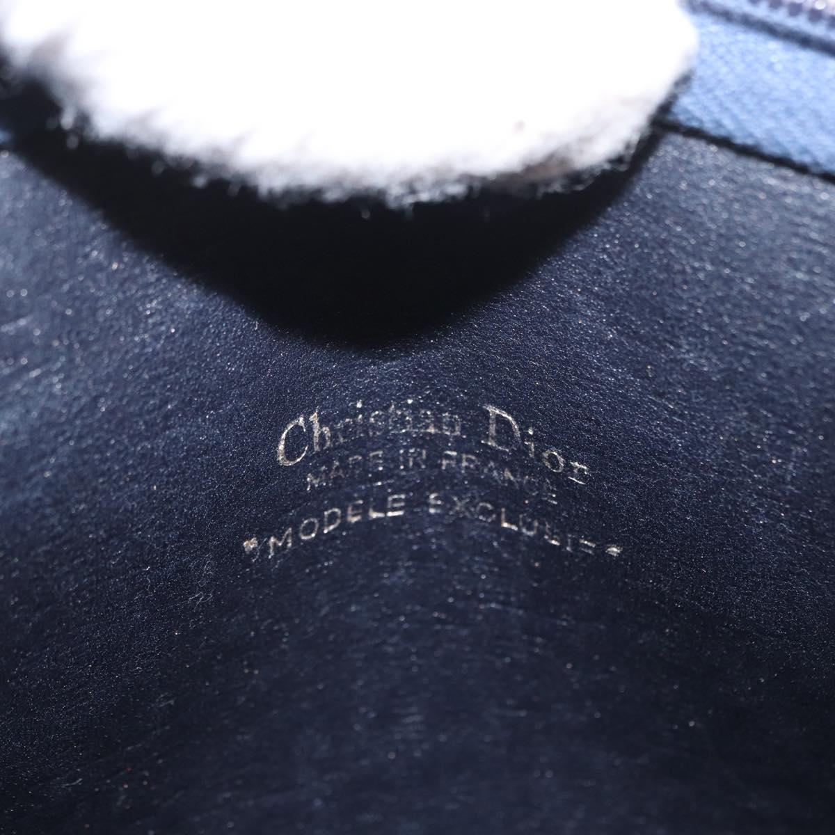 Christian Dior Trotter Canvas Shoulder Bag Navy Gold Auth 168354