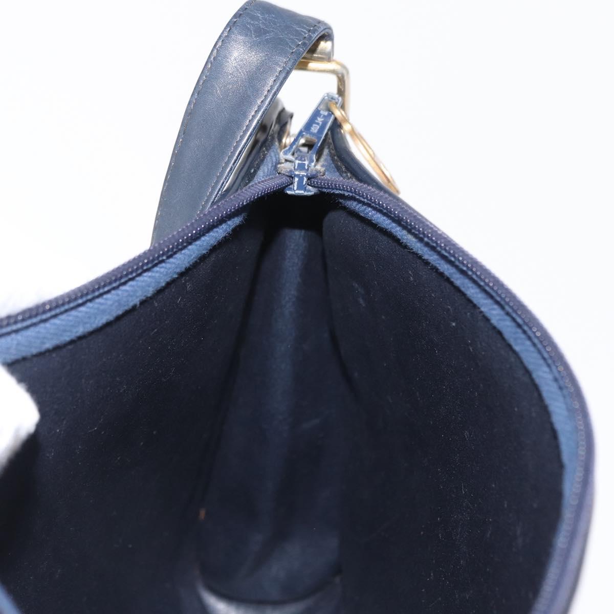 Christian Dior Trotter Canvas Shoulder Bag Navy Gold Auth 168354
