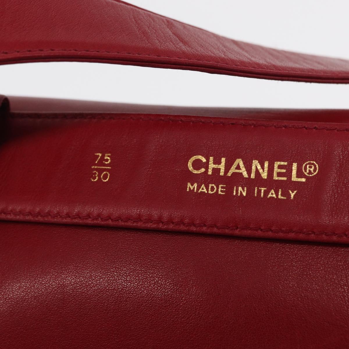 CHANEL Triple Coco Waist bag Lamb Skin Red Gold CC Auth 168355SAV