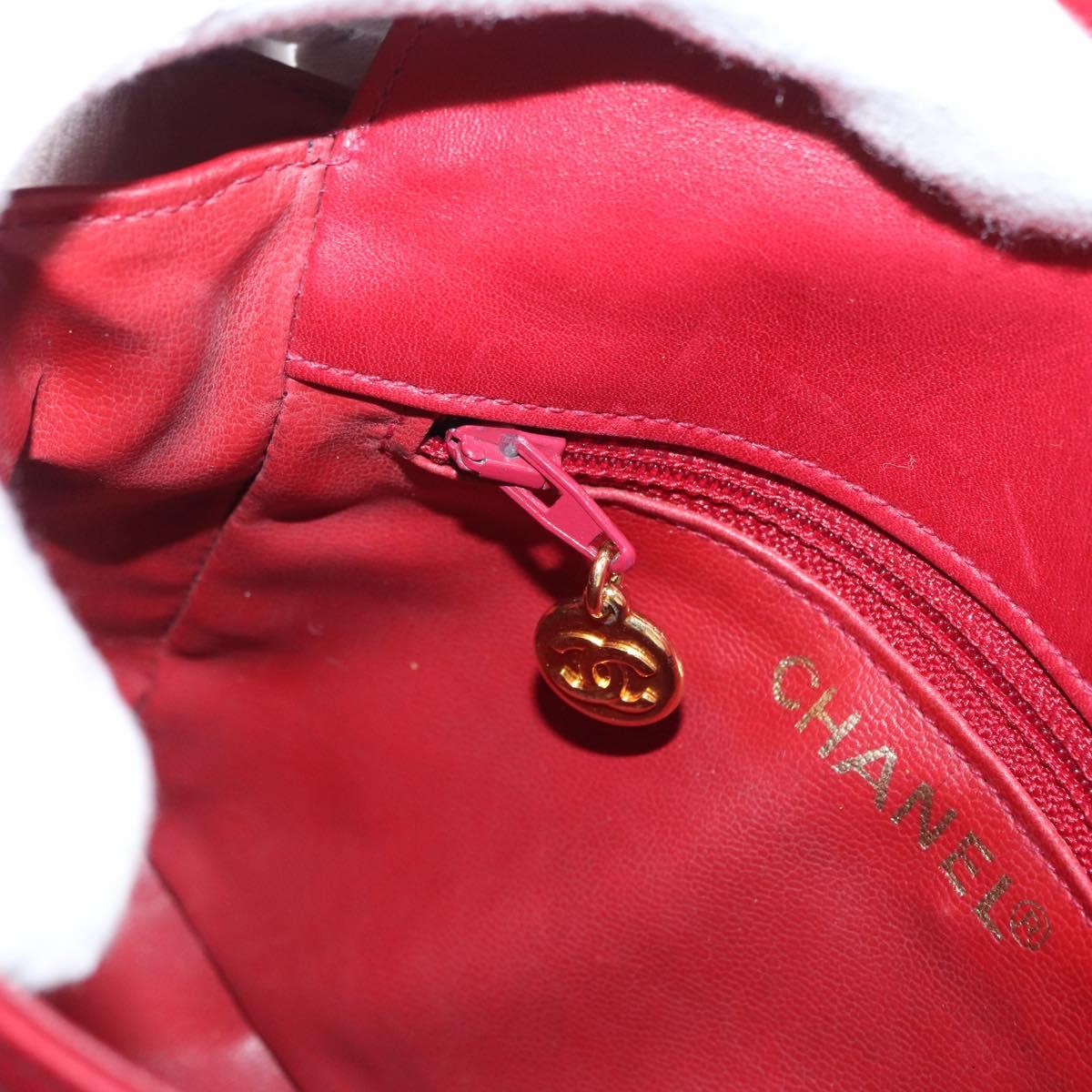 CHANEL Triple Coco Waist bag Lamb Skin Red Gold CC Auth 168355SAV