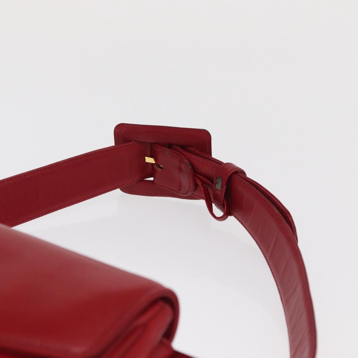 CHANEL Triple Coco Waist bag Lamb Skin Red Gold CC Auth 168355SAV