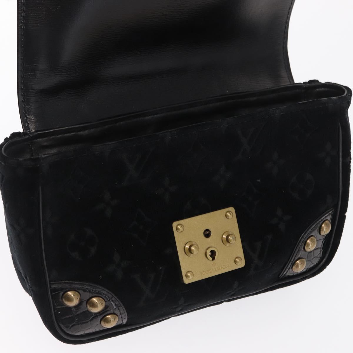 LOUIS VUITTON Monogram Velours Irvine Hand Bag Black M92733 LV Auth 168356SAV