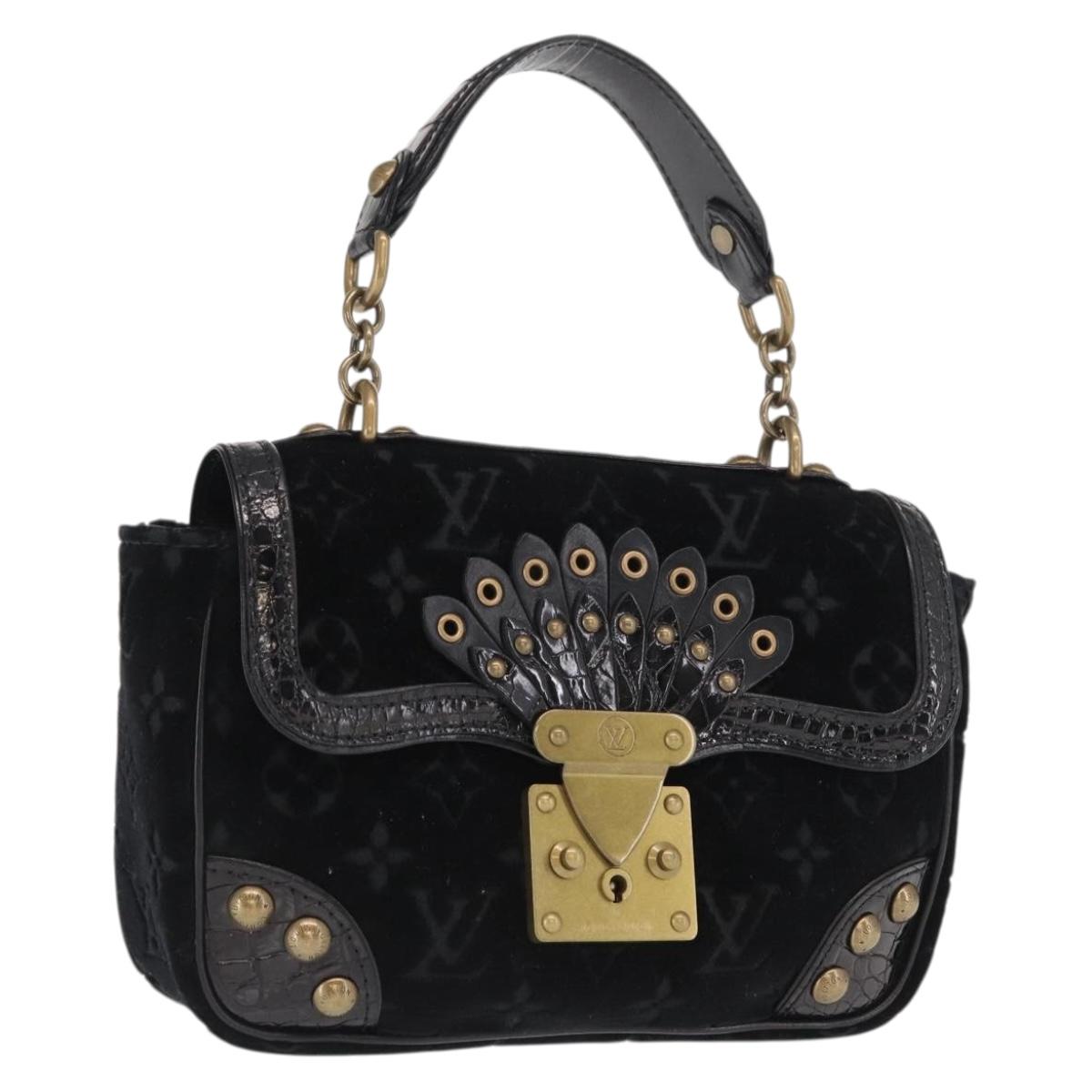 LOUIS VUITTON Monogram Velours Irvine Hand Bag Black M92733 LV Auth 168356SAV