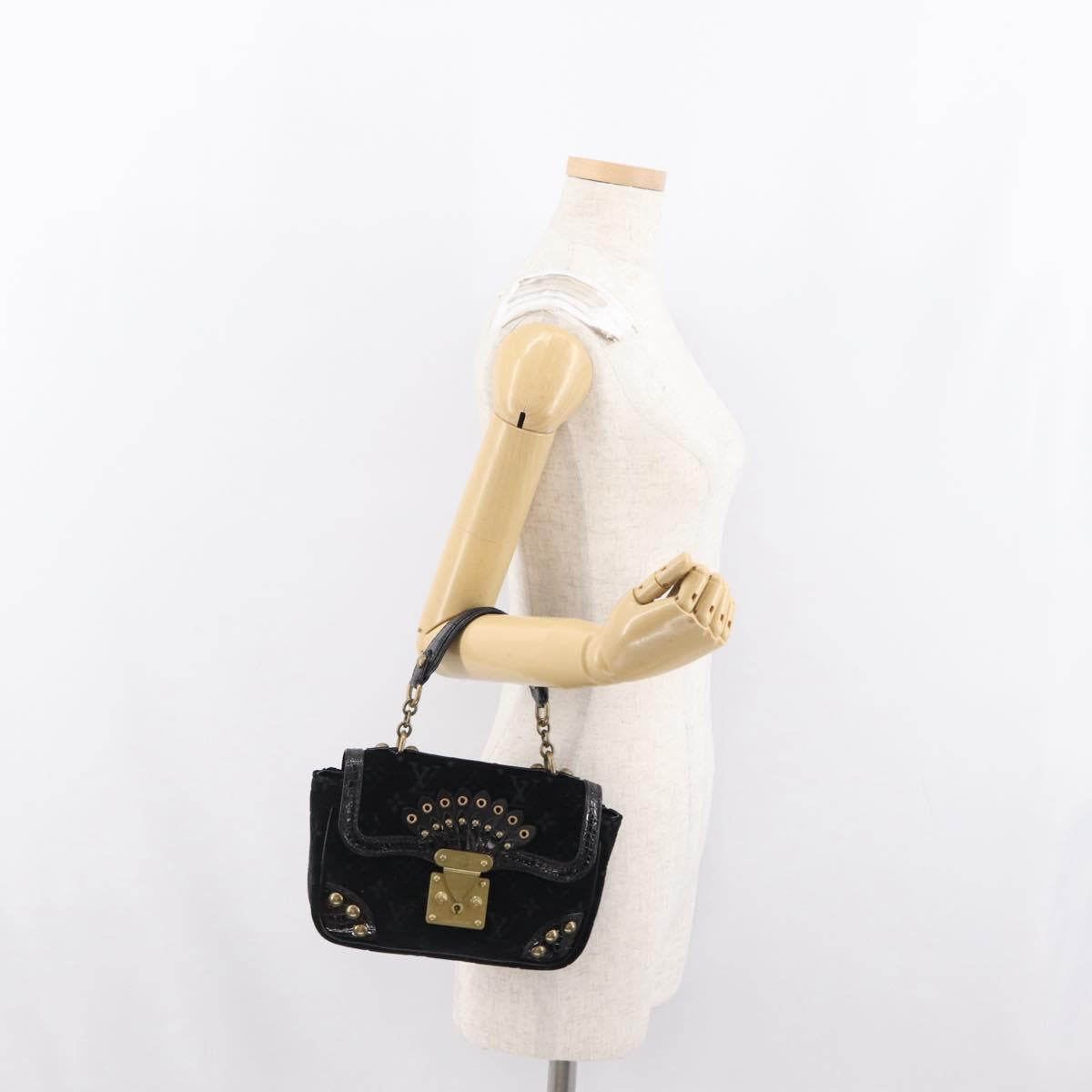 LOUIS VUITTON Monogram Velours Irvine Hand Bag Black M92733 LV Auth 168356SAV