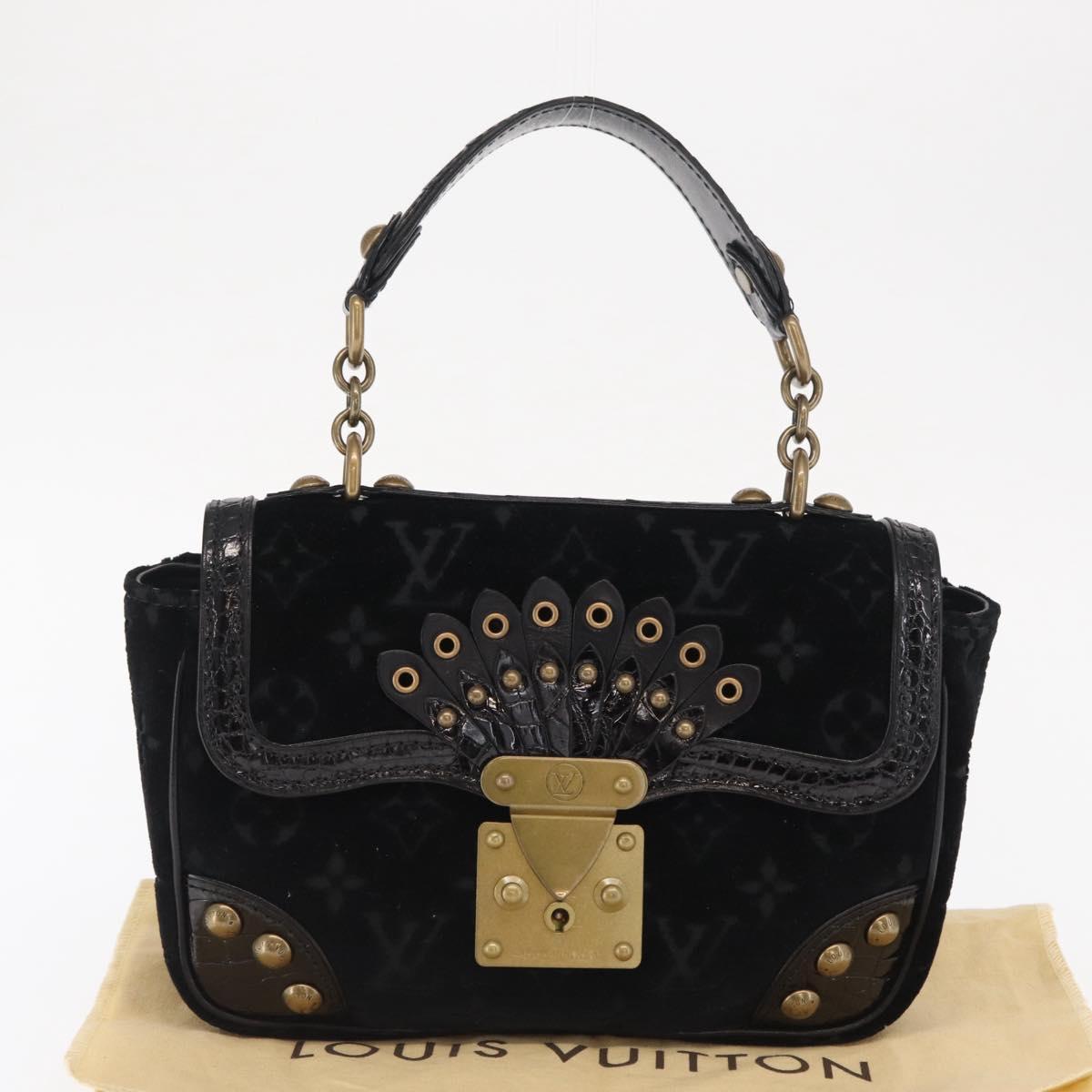 LOUIS VUITTON Monogram Velours Irvine Hand Bag Black M92733 LV Auth 168356SAV