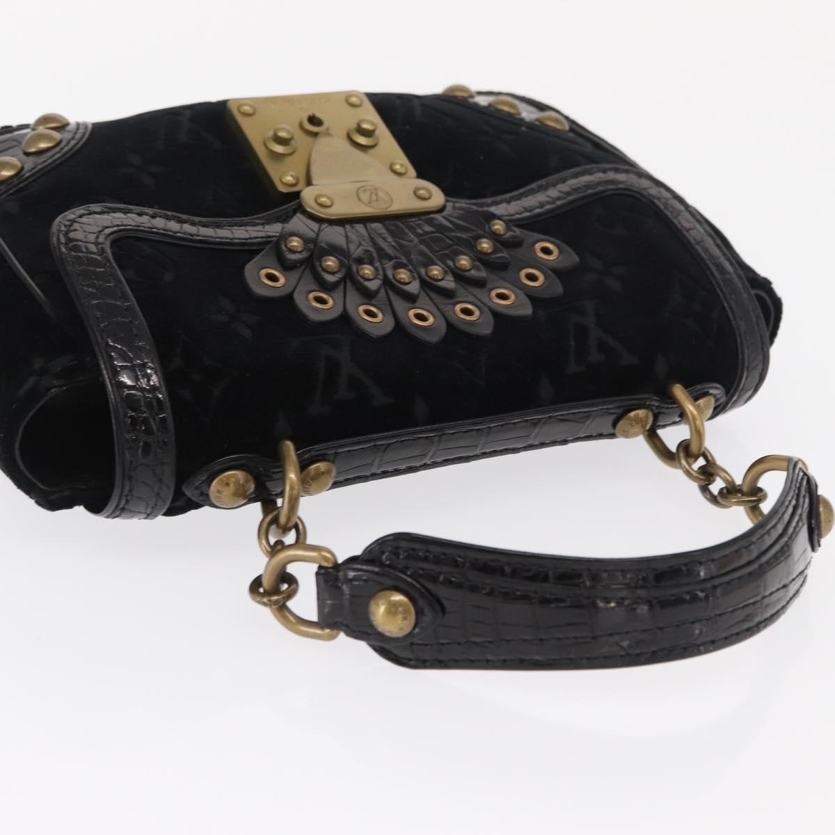 LOUIS VUITTON Monogram Velours Irvine Hand Bag Black M92733 LV Auth 168356SAV