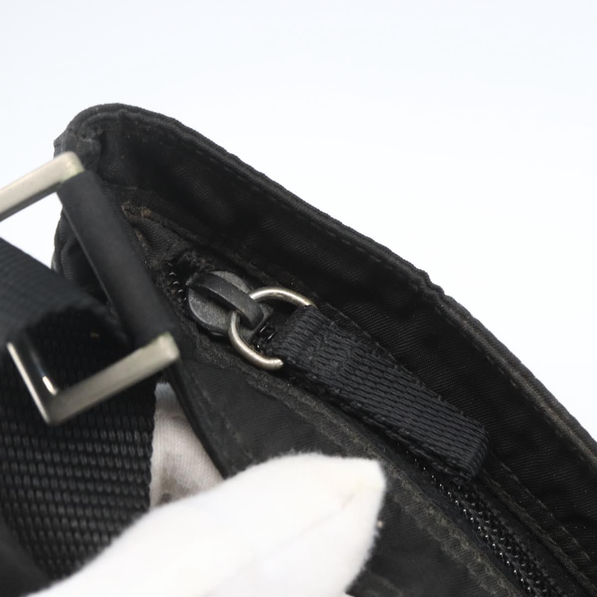 PRADA Shoulder Bag Nylon Black Silver Auth 168360