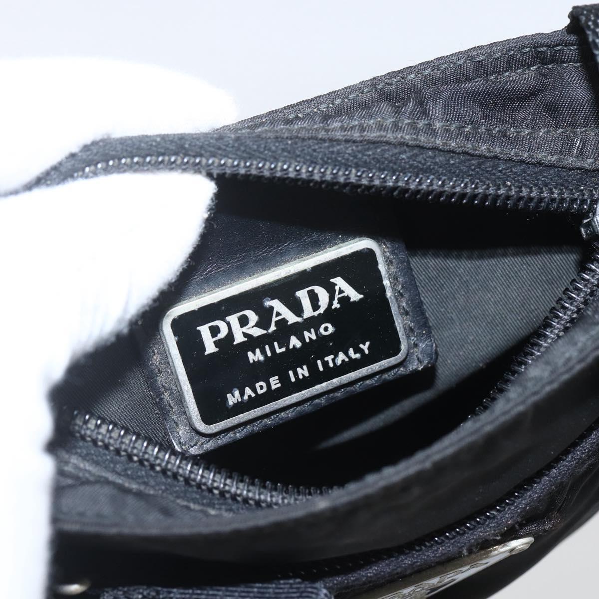 PRADA Shoulder Bag Nylon Black Silver Auth 168360