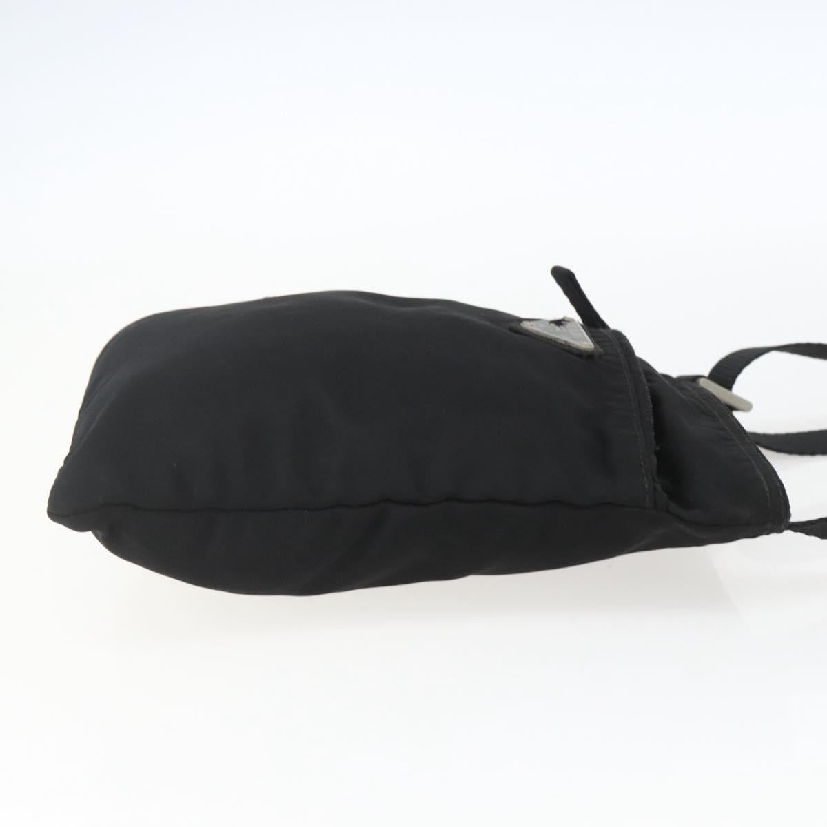 PRADA Shoulder Bag Nylon Black Silver Auth 168360