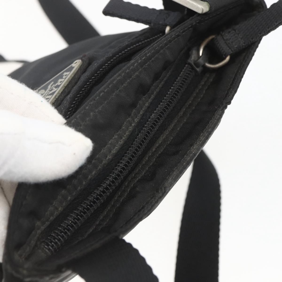 PRADA Shoulder Bag Nylon Black Silver Auth 168360