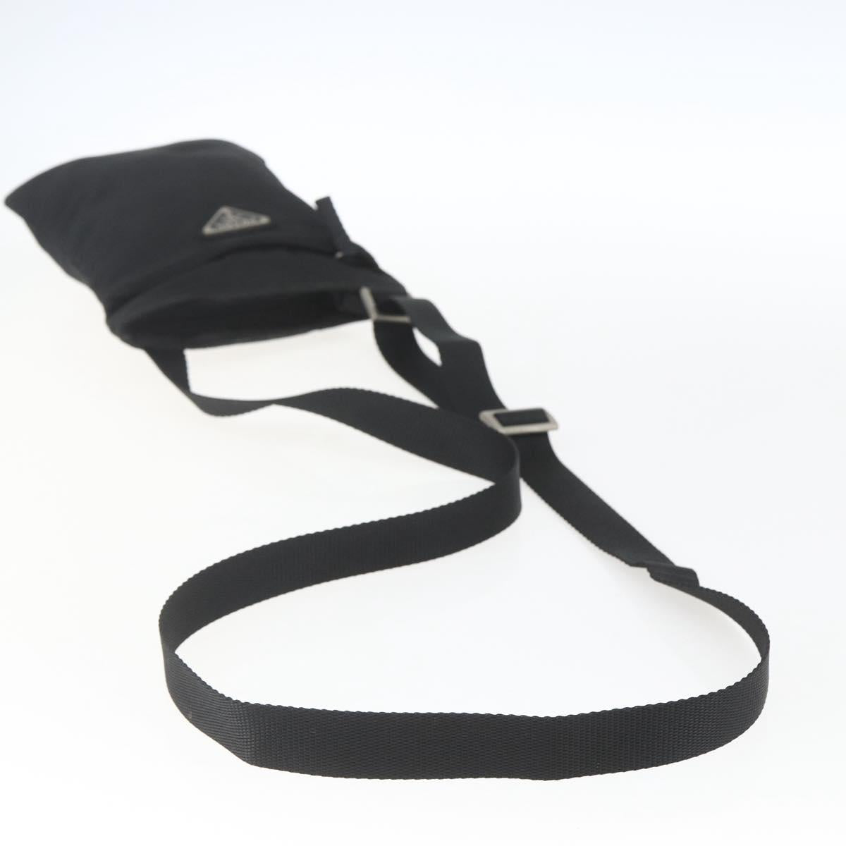 PRADA Shoulder Bag Nylon Black Silver Auth 168360