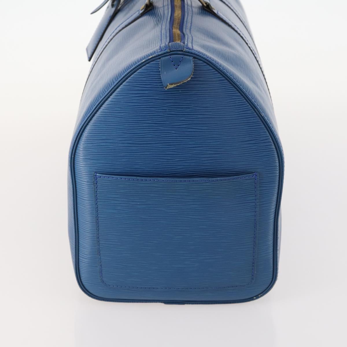 LOUIS VUITTON Epi Keepall 45 Boston Bag Blue M42975 LV Auth 168373
