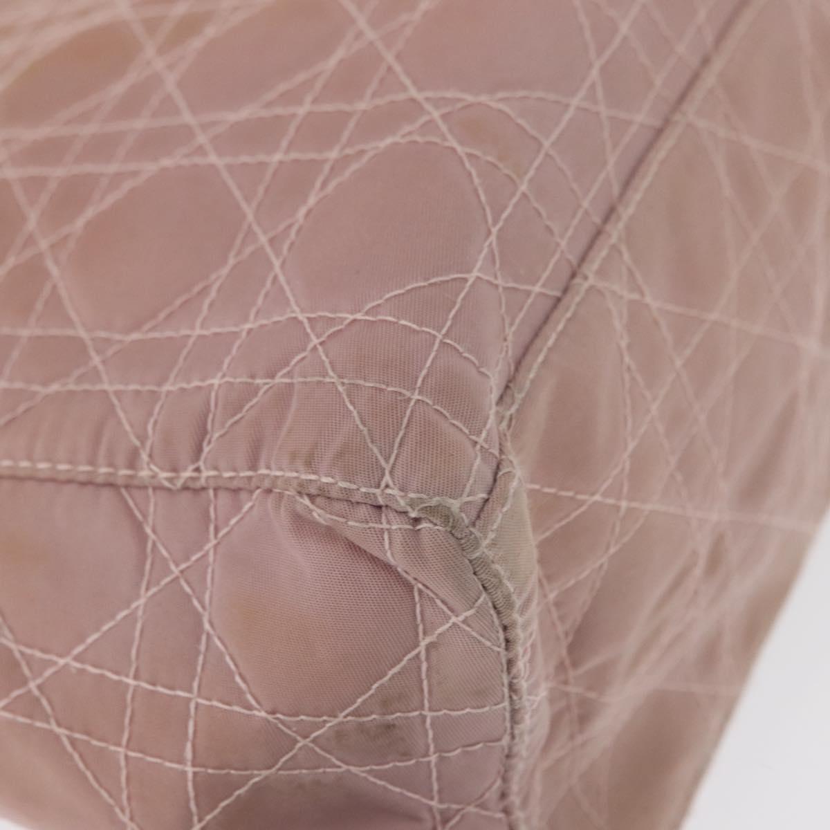 Christian Dior Lady Dior Canage Hand Bag Nylon Pink Silver Auth 168374