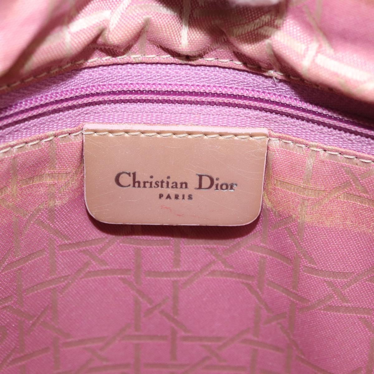 Christian Dior Lady Dior Canage Hand Bag Nylon Pink Silver Auth 168374