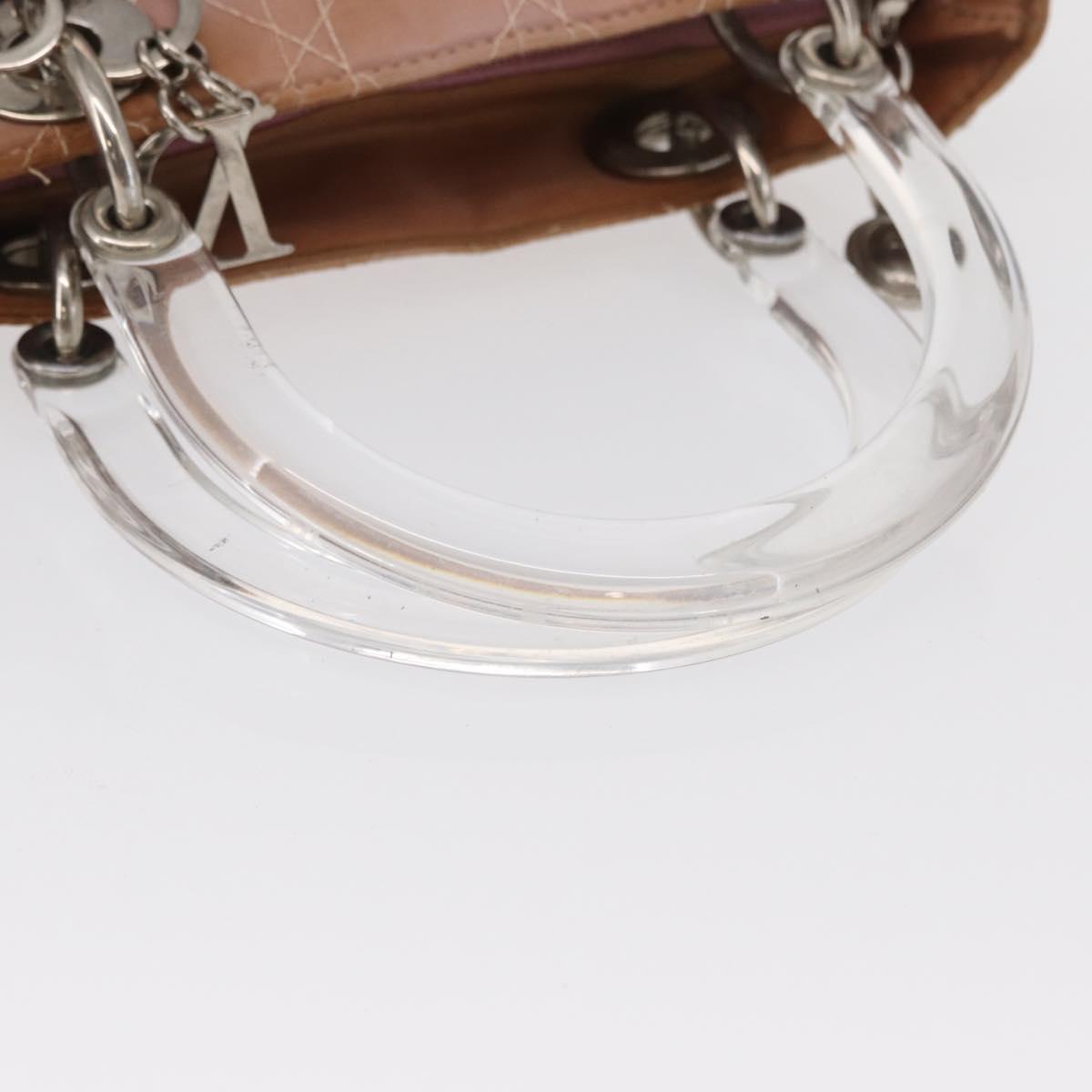 Christian Dior Lady Dior Canage Hand Bag Nylon Pink Silver Auth 168374