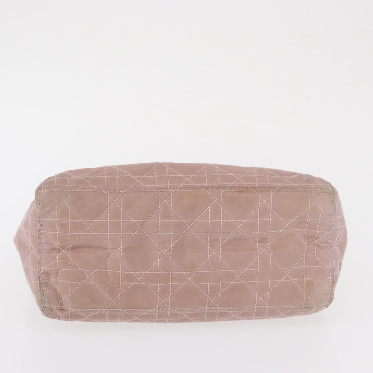 Christian Dior Lady Dior Canage Hand Bag Nylon Pink Silver Auth 168374