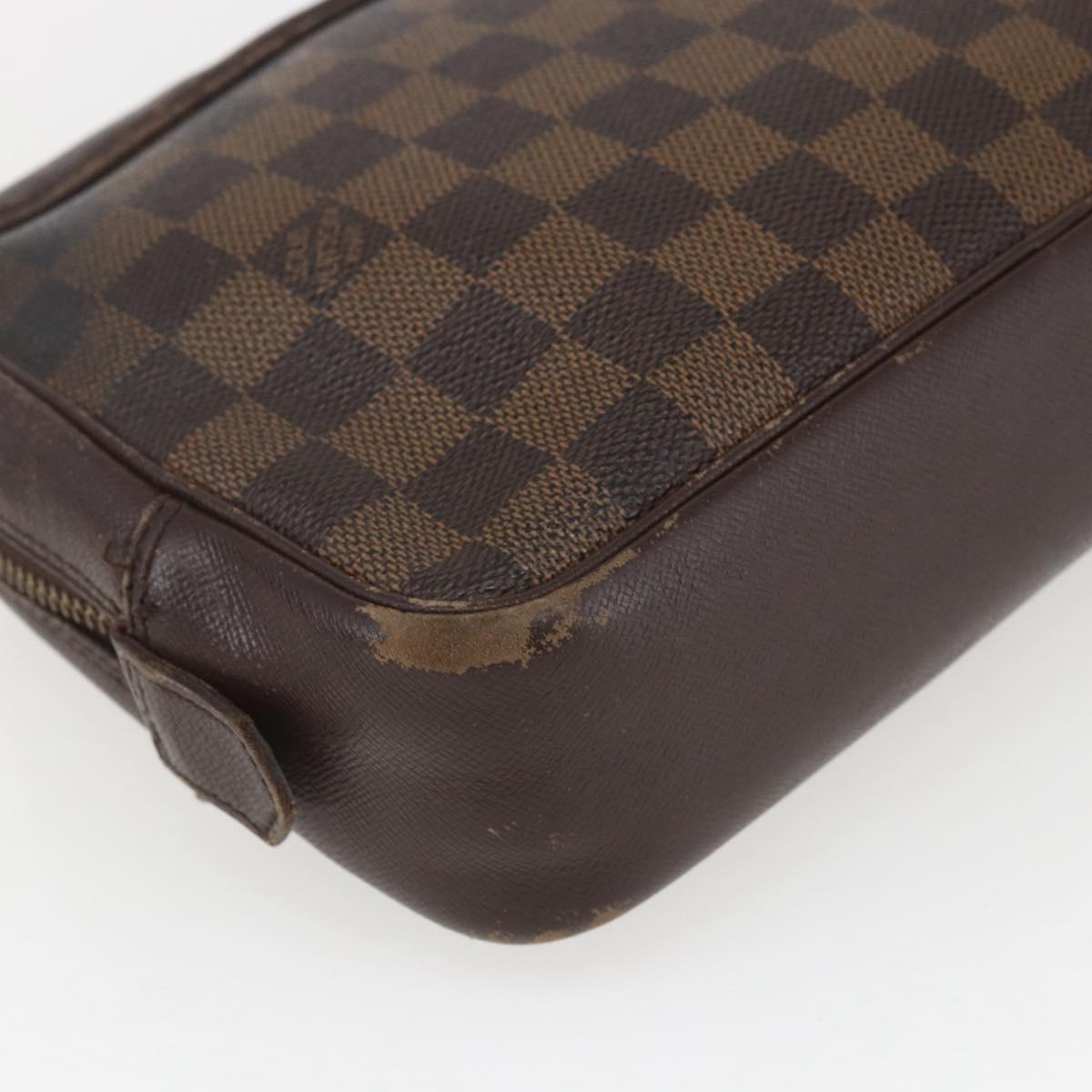 LOUIS VUITTON Damier Ebene Trousse Toilette 25 Clutch Bag N47624 LV Auth 168375