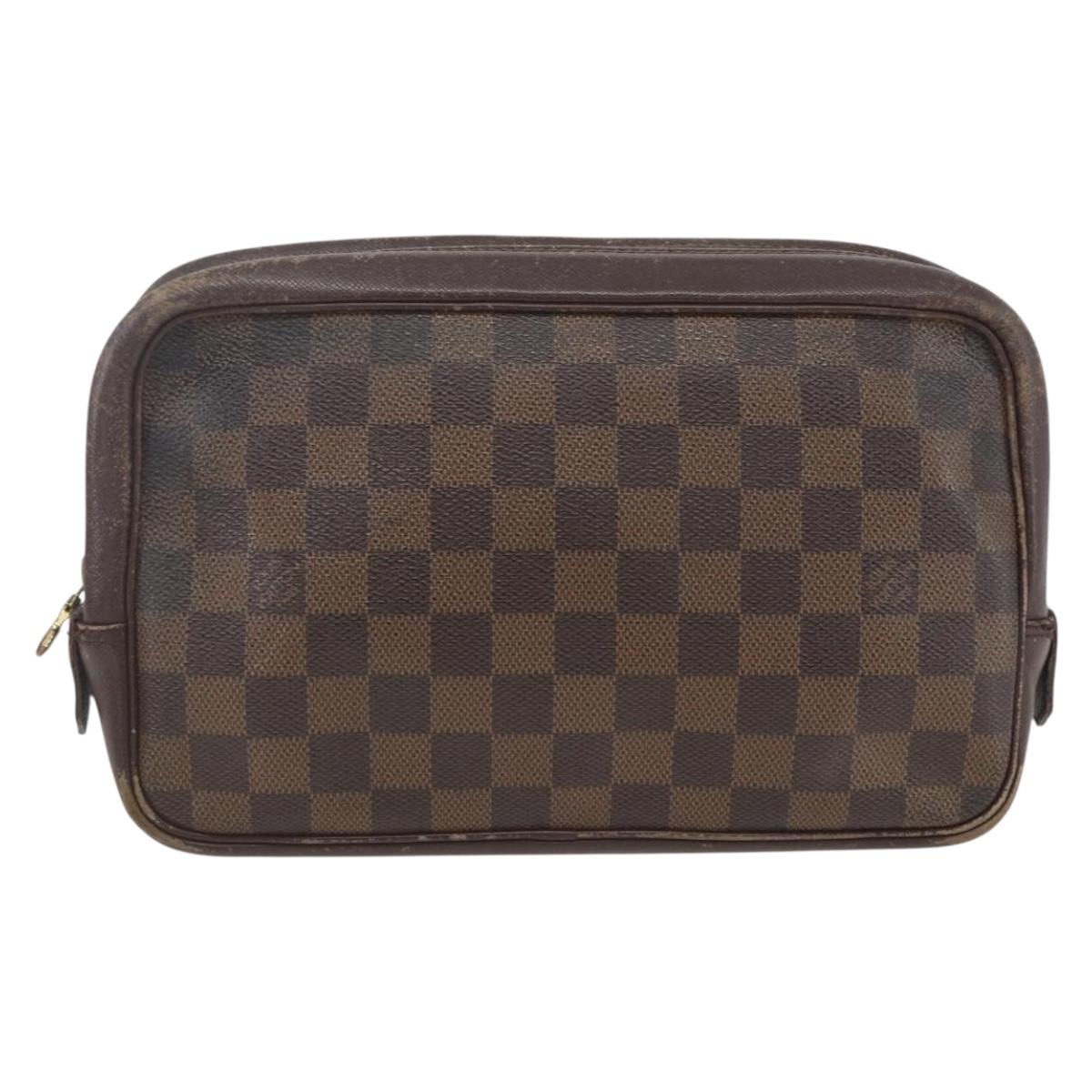 LOUIS VUITTON Damier Ebene Trousse Toilette 25 Clutch Bag N47624 LV Auth 168375