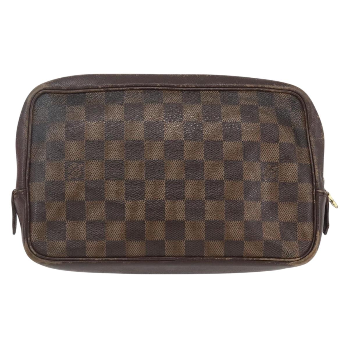 LOUIS VUITTON Damier Ebene Trousse Toilette 25 Clutch Bag N47624 LV Auth 168375