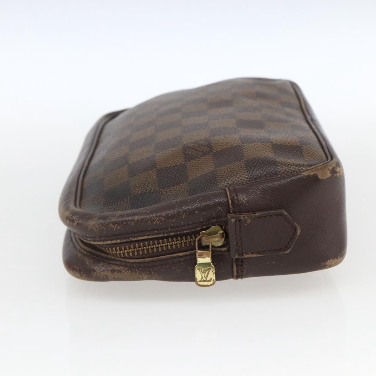 LOUIS VUITTON Damier Ebene Trousse Toilette 25 Clutch Bag N47624 LV Auth 168375