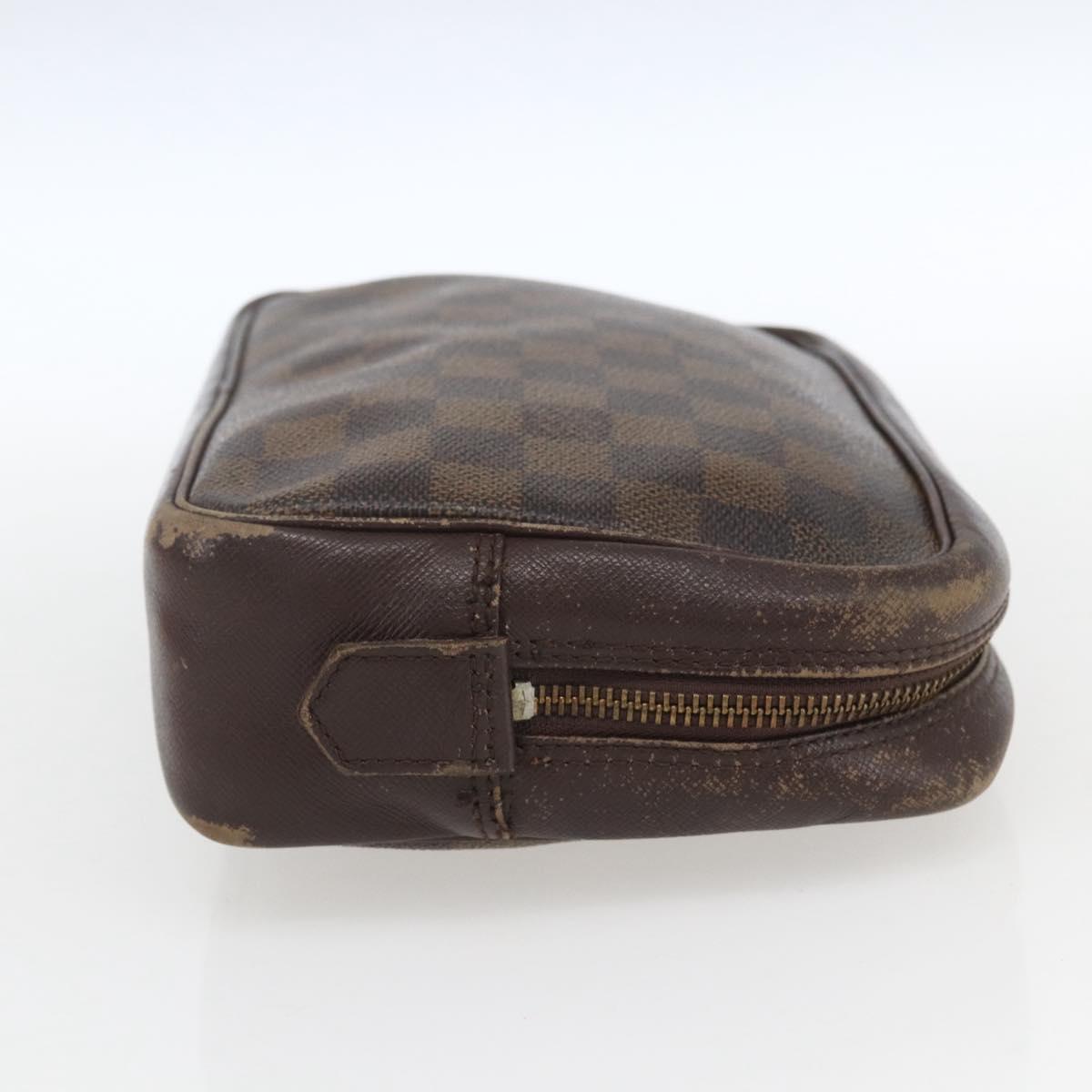 LOUIS VUITTON Damier Ebene Trousse Toilette 25 Clutch Bag N47624 LV Auth 168375