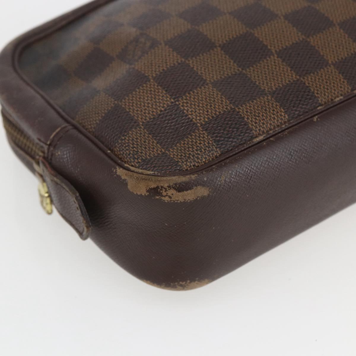 LOUIS VUITTON Damier Ebene Trousse Toilette 25 Clutch Bag N47624 LV Auth 168375