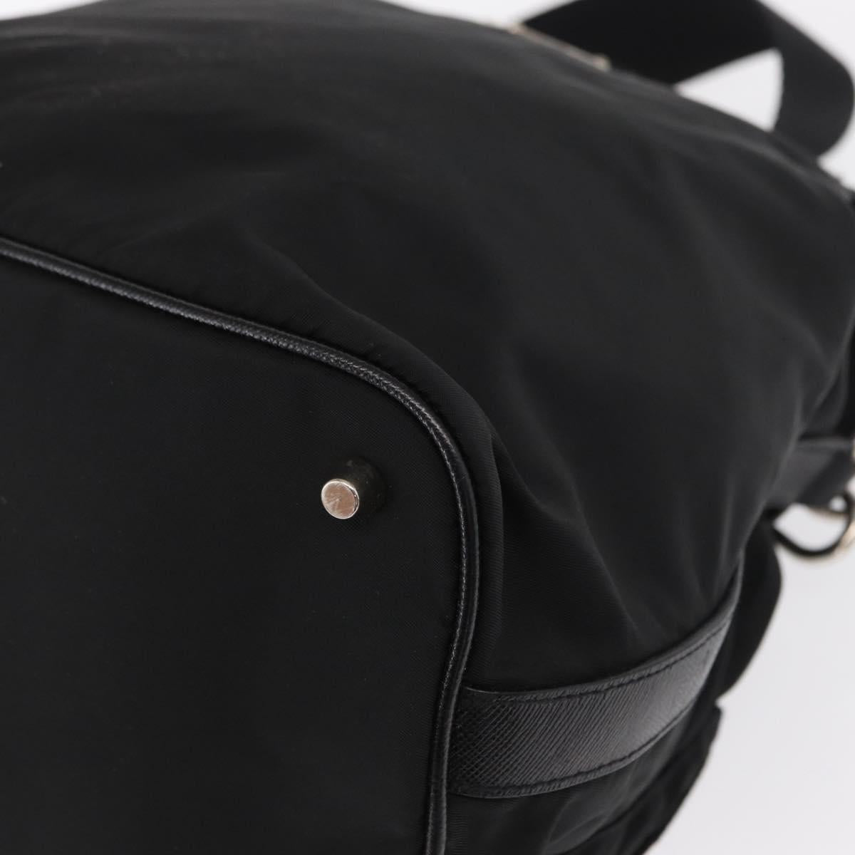 PRADA Shoulder Bag Nylon Black Silver Auth 168377