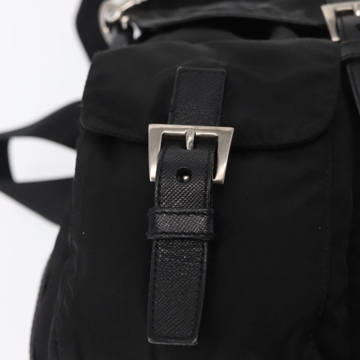 PRADA Shoulder Bag Nylon Black Silver Auth 168377