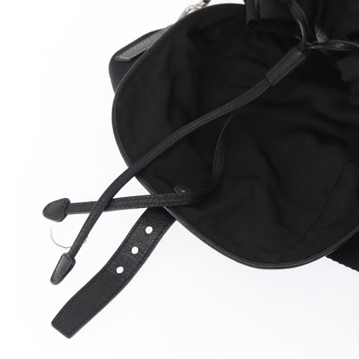 PRADA Shoulder Bag Nylon Black Silver Auth 168377