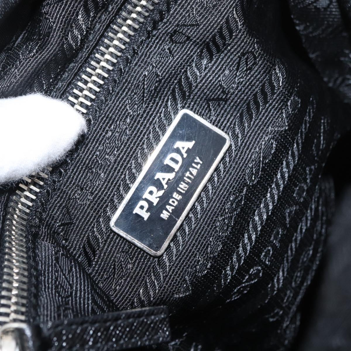 PRADA Shoulder Bag Nylon Black Silver Auth 168377