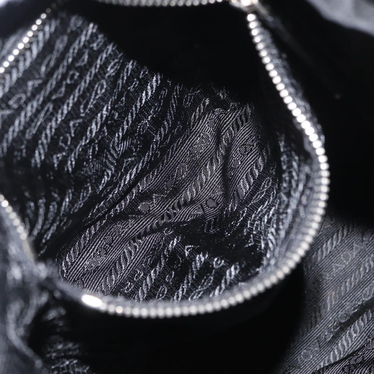 PRADA Shoulder Bag Nylon Black Silver Auth 168377