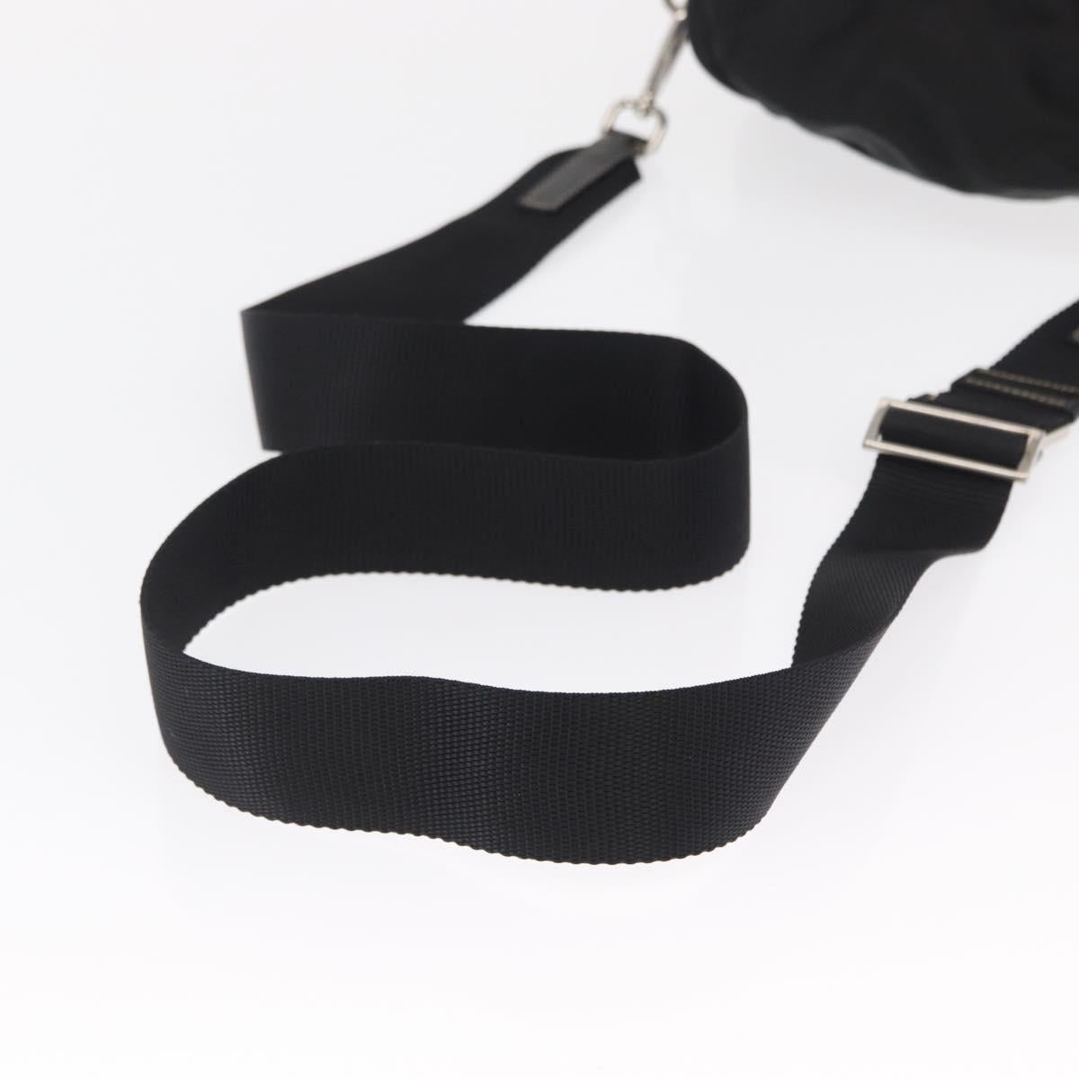 PRADA Shoulder Bag Nylon Black Silver Auth 168377