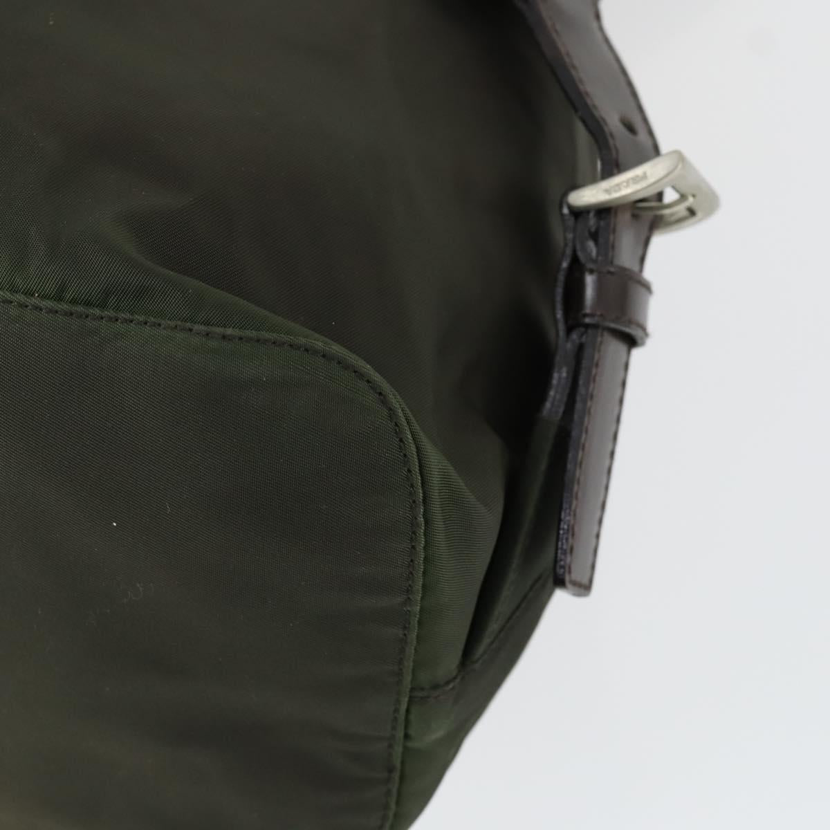 PRADA Backpack Nylon Khaki Silver Auth 168379