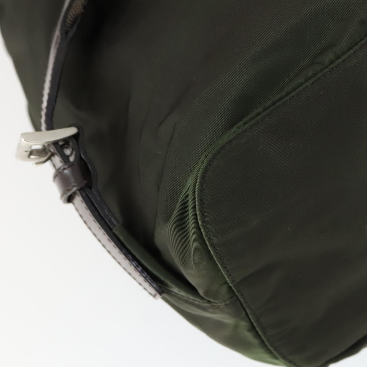 PRADA Backpack Nylon Khaki Silver Auth 168379