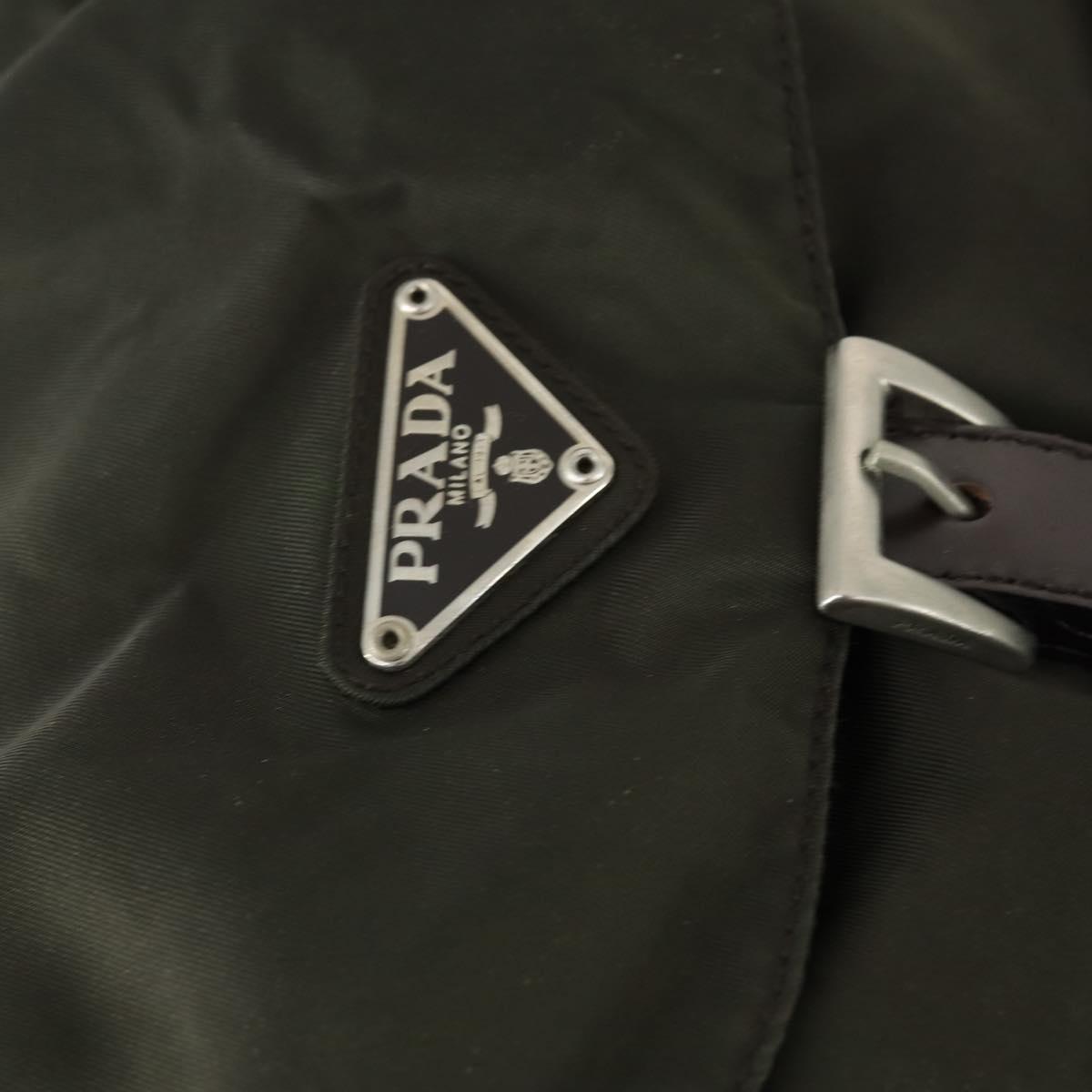 PRADA Backpack Nylon Khaki Silver Auth 168379