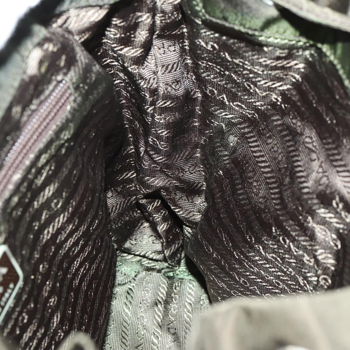 PRADA Backpack Nylon Khaki Silver Auth 168379