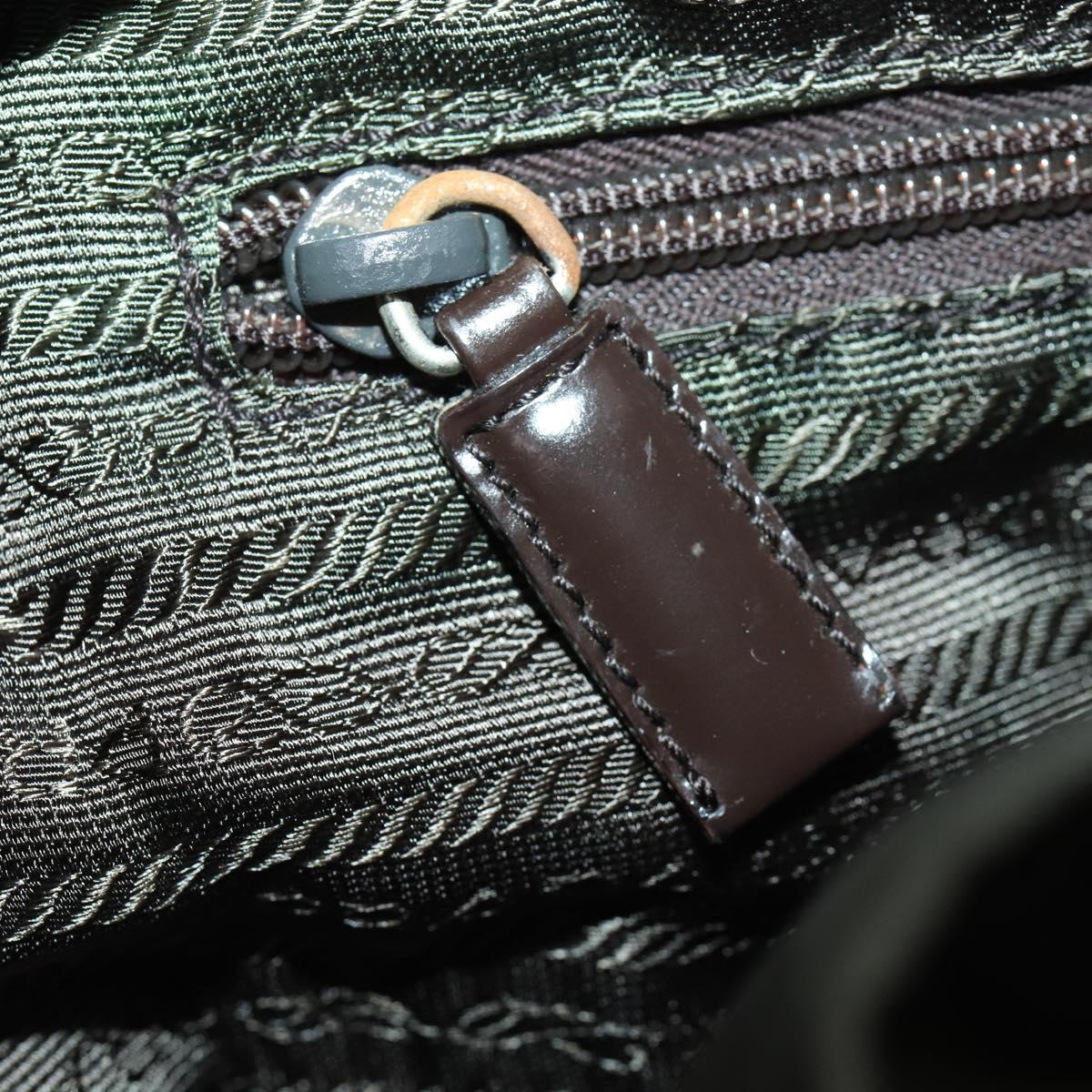 PRADA Backpack Nylon Khaki Silver Auth 168379