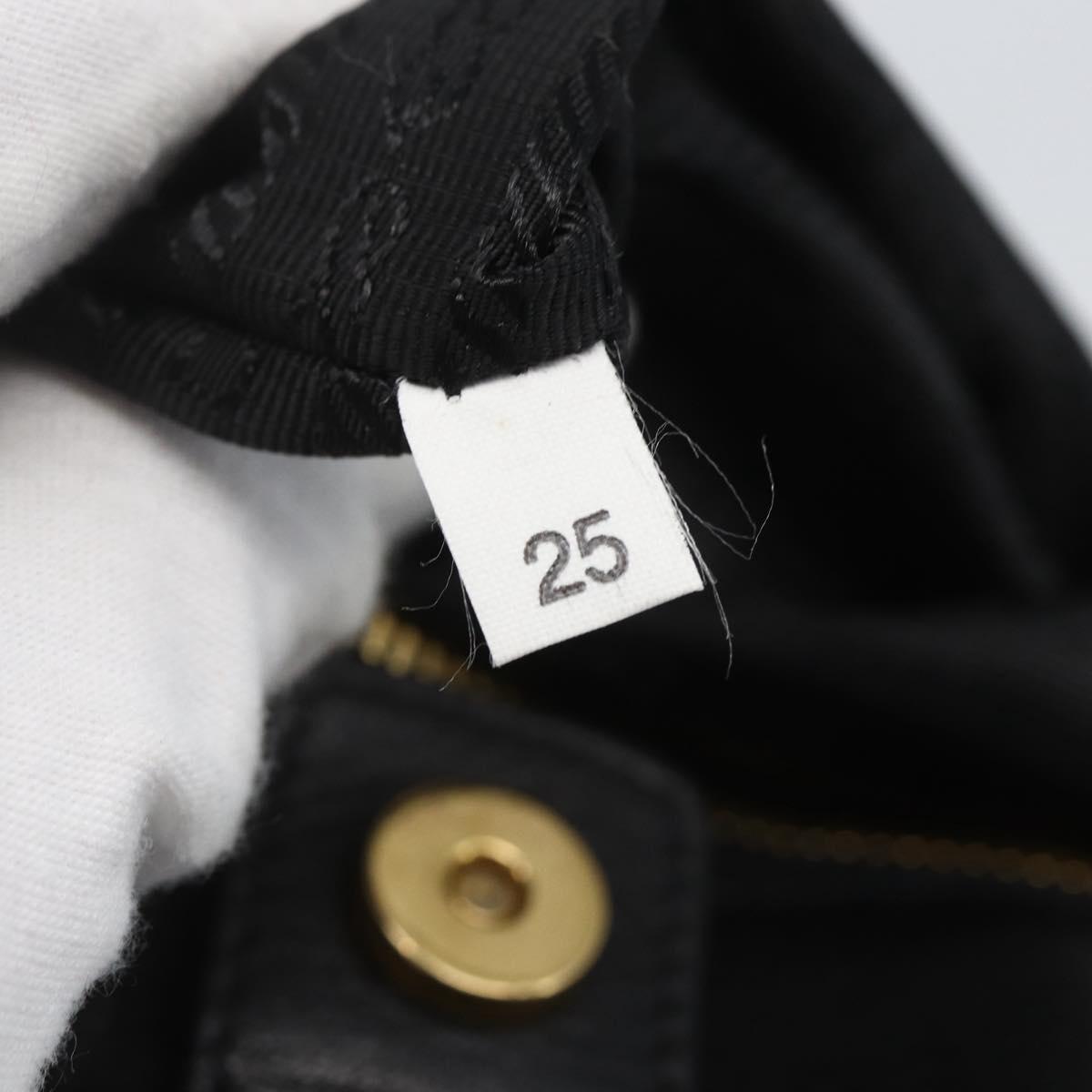 PRADA Hand Bag Leather Black Gold Auth 168382