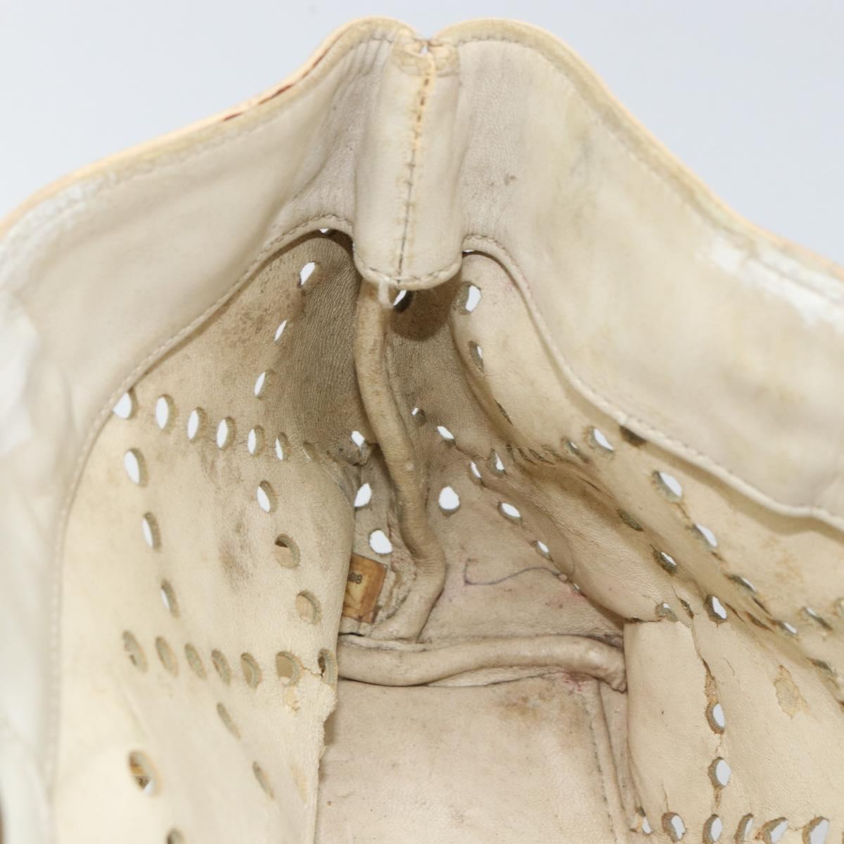 CHANEL Hand Bag Patent leather Ivory Gold CC Auth 168387