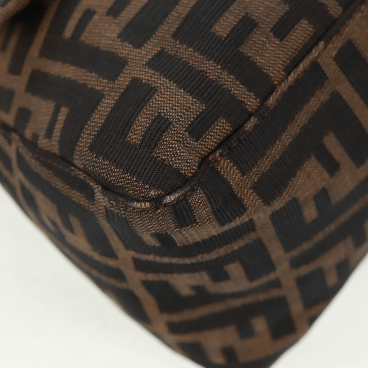 FENDI Zucca Canvas Mamma Baguette Shoulder Bag Black Brown Auth 168389V