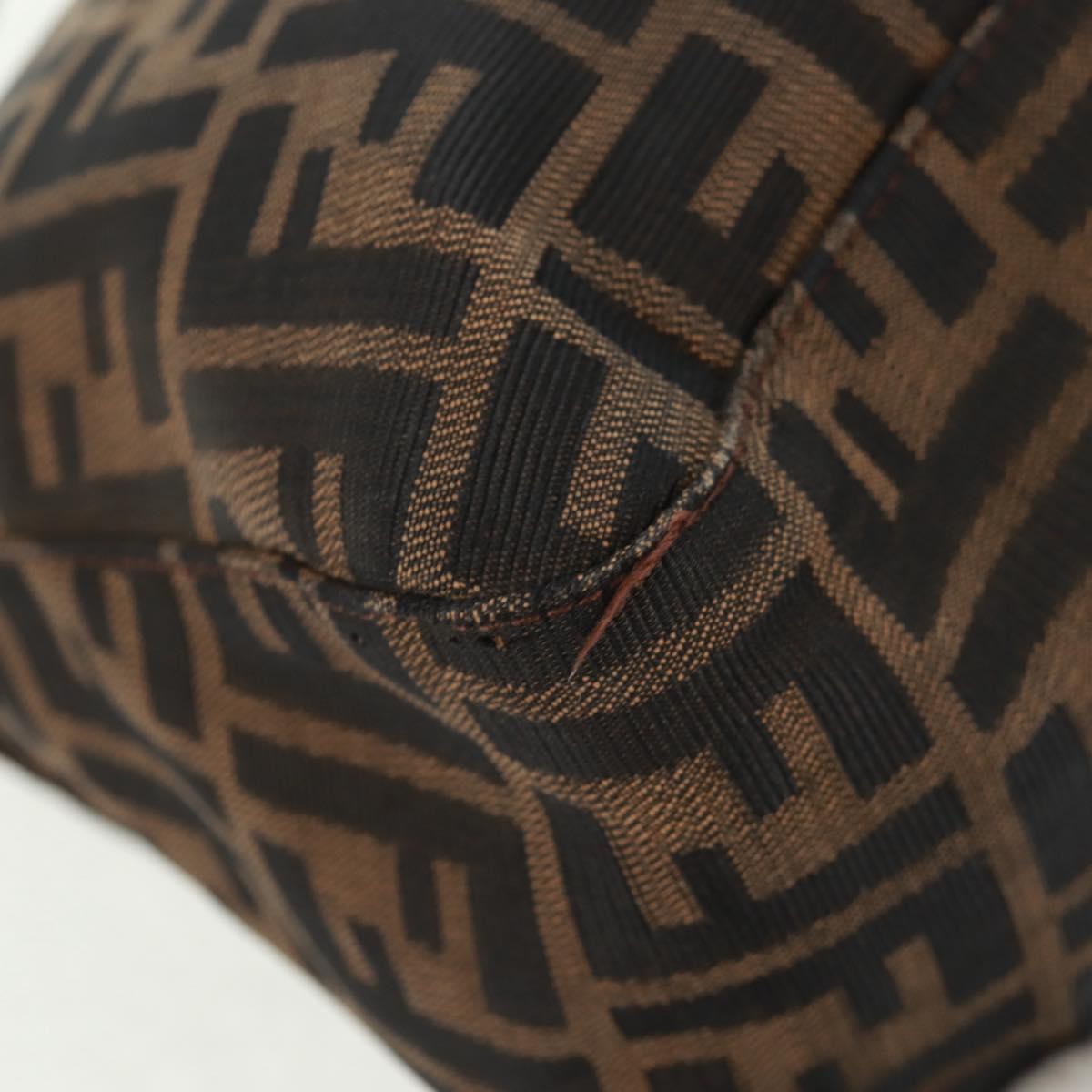 FENDI Zucca Canvas Mamma Baguette Shoulder Bag Black Brown Auth 168389V