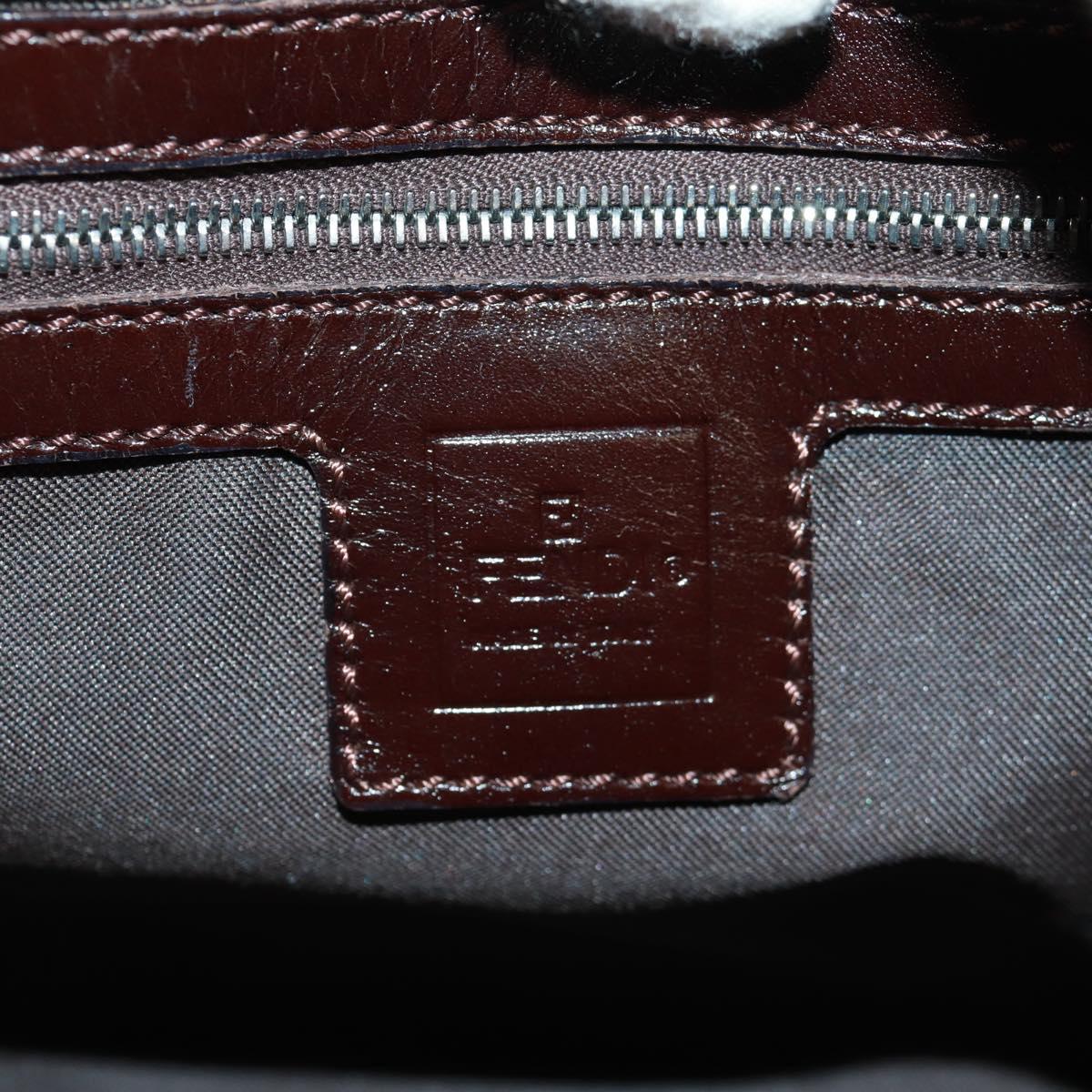 FENDI Zucca Canvas Mamma Baguette Shoulder Bag Black Brown Auth 168389V