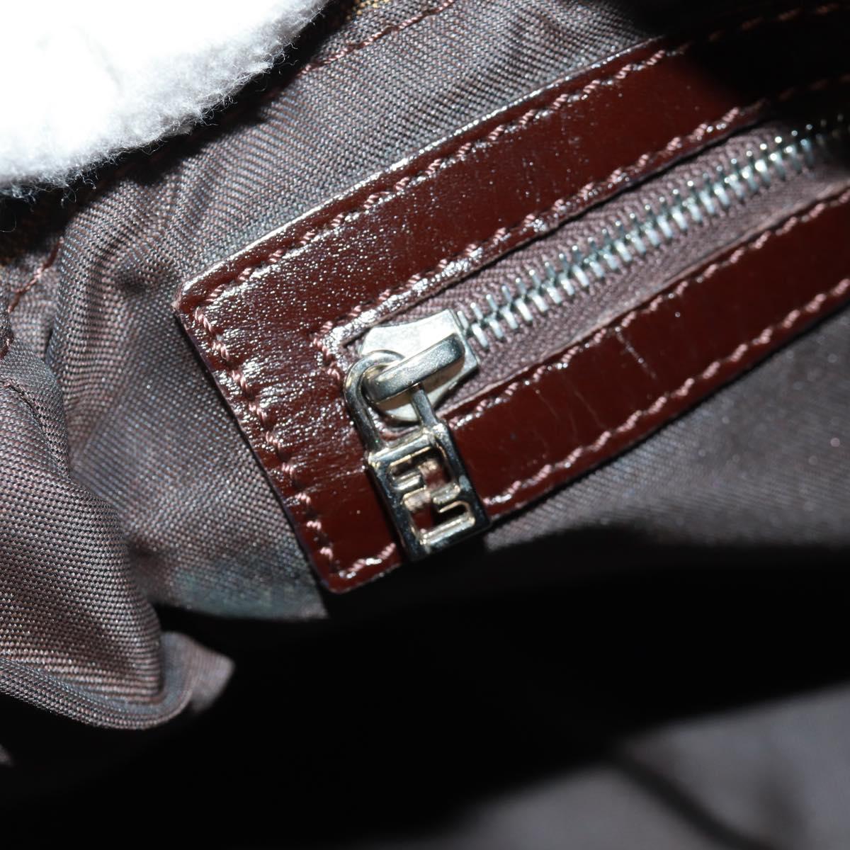 FENDI Zucca Canvas Mamma Baguette Shoulder Bag Black Brown Auth 168389V