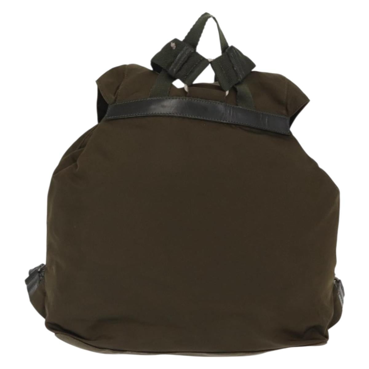 PRADA Backpack Nylon Khaki Silver Auth 168394